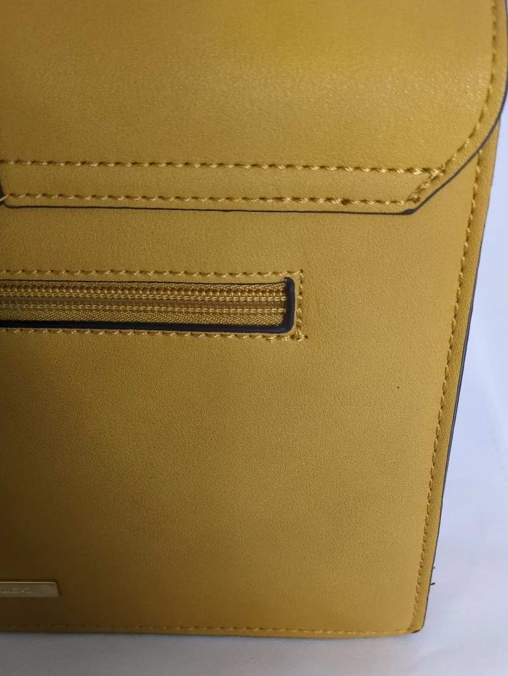 ALDO Mustard Yellow Top Handle Satchel Crossbody Bag with Chain Scarf Detail